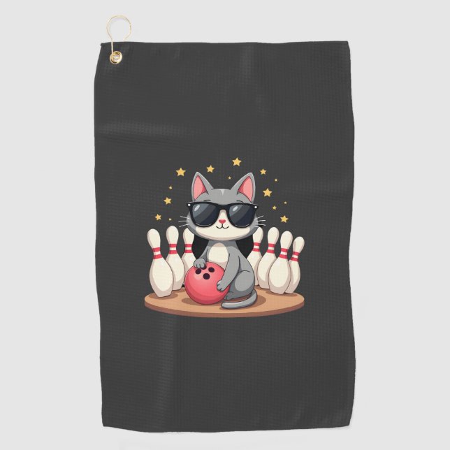 Serviette De Golf Chat Mignon Avec Des Lunettes De Soleil Chat Jouan (Devant)