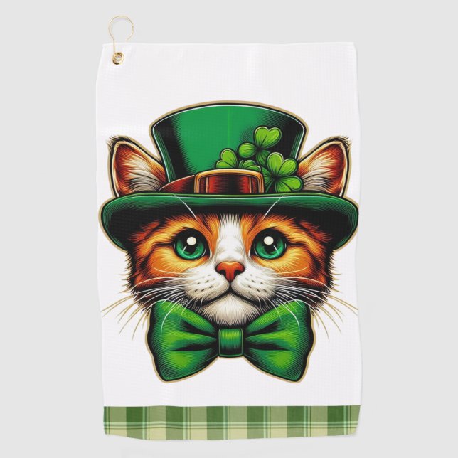 Serviette De Golf Chat mignon/chaton Saint Patrick's Day (Devant)
