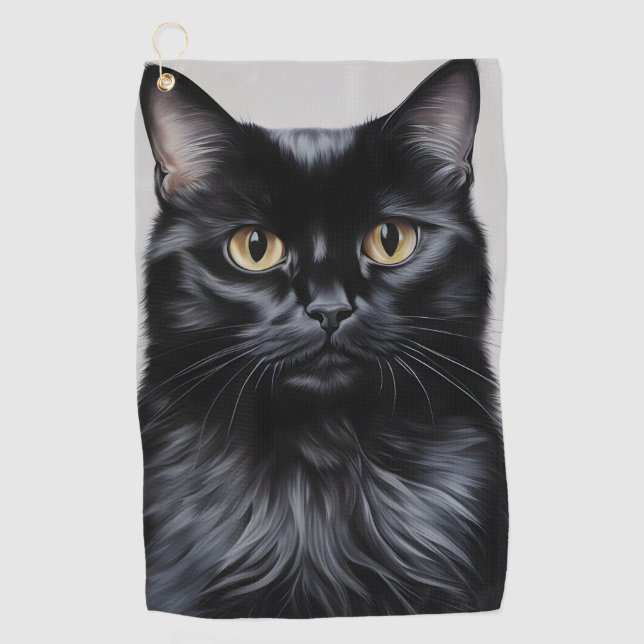 Serviette De Golf Chat noir (Devant)