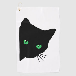Serviette De Golf chat noir aux yeux verts