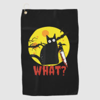 Chat noir avec couteau sanglant dire What_ Drôle M