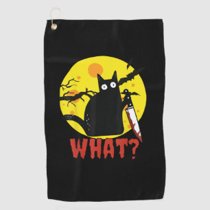 Serviette De Golf Chat noir avec couteau sanglant dire What_ Drôle M