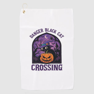 Serviette De Golf Chat Noir Dangereux Traverse Halloween Citrouille