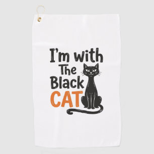 Serviette De Golf Chat noir drôle gravure vintage Halloween Design