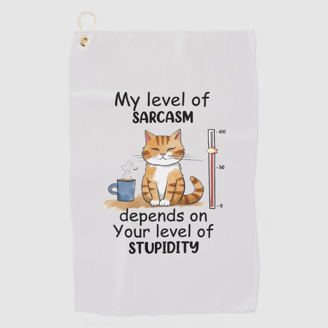 Serviette De Golf Chat Sarcastique - Drôle Orange Art (Devant)