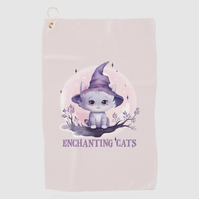 Serviette De Golf Chat sorcier enchanteur (Devant)