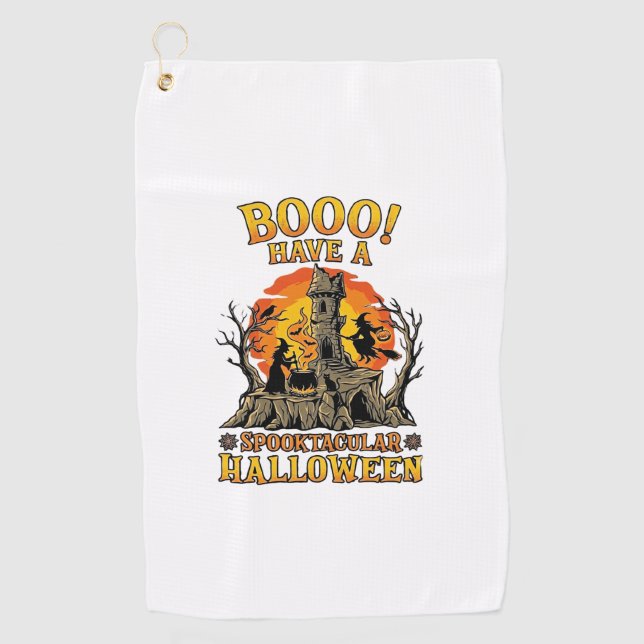 Serviette De Golf Château de sorcière de Halloween Spooktacular Booo (Devant)