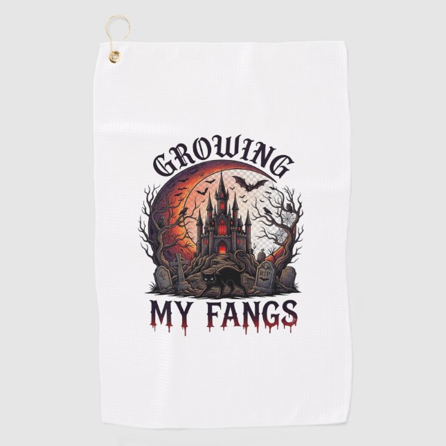 Serviette De Golf Château Hanté Halloween Crocs de Chat Noir M (Devant)
