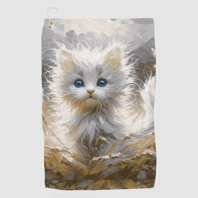 Serviette De Golf Chaton blanc précieux (Devant)