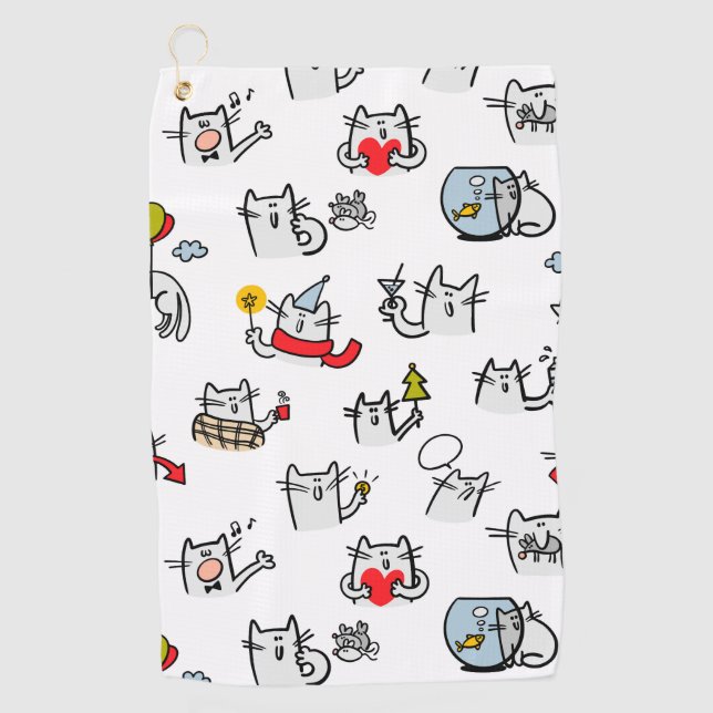 Serviette De Golf Chats amusants, lait et magie. (Devant)