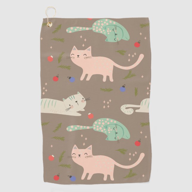 Serviette De Golf Chats de Noël mignons (Devant)