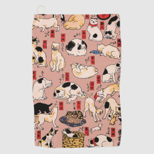 Serviette De Golf chats japonais Ukiyo-e Funny kitty