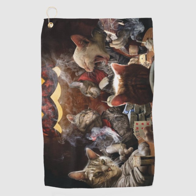 Serviette De Golf Chats jouant au poker (Devant)