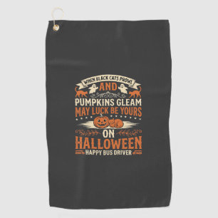 Serviette De Golf Chats noirs d'Halloween Citrouille Conducteur de b