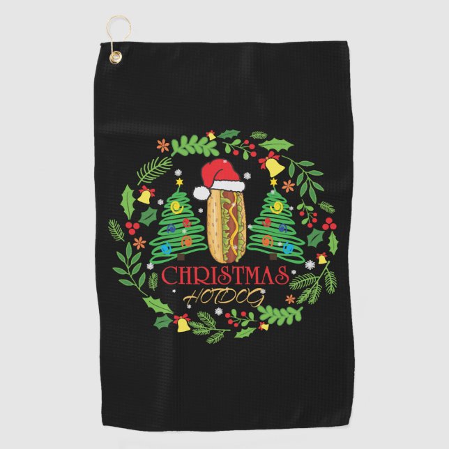 Serviette De Golf Chaud Amoureux des chiens Noël Vilain Hot Dog T-sh (Devant)