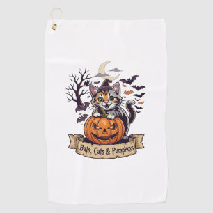 Serviette De Golf Chauves-souris Chats Citrouilles Halloween Sorcièr