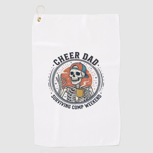 Serviette De Golf Cheer Dad Surviving Comp Weekend Skeleton Shirt_1 (Devant)