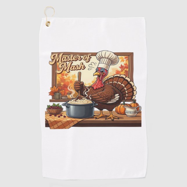 Serviette De Golf Chef rétro Turquie Thanksgiving classique T-shirt (Devant)