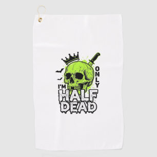 Serviette De Golf Chemise à gravure vintage Halloween crâne à moitié