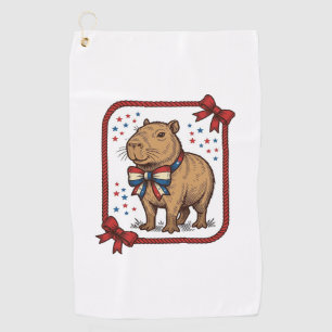 Serviette De Golf Chemise à nœud papillon capybara patriotique vinta