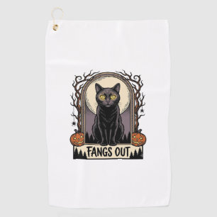 Serviette De Golf Chemise Chat Noir Halloween Dessin Crocs Vintage_1