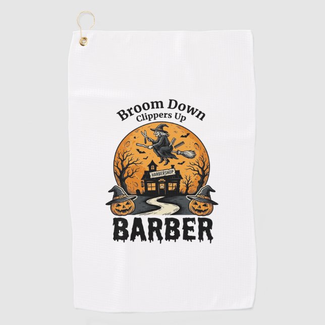 Serviette De Golf Chemise de barbier Halloween Sorcière Salon ensorc (Devant)