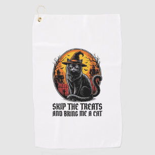 Serviette De Golf Chemise de chat Halloween Gravure vintage Épouvant