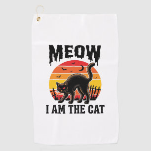 Serviette De Golf Chemise de chat Halloween Meow Design de chat noir