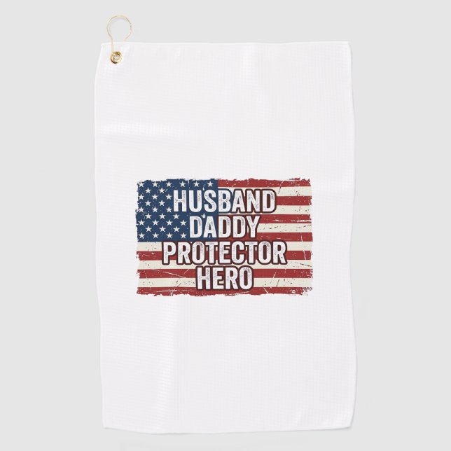 Serviette De Golf Chemise de drapeau de héros protecteur mari patrio (Devant)