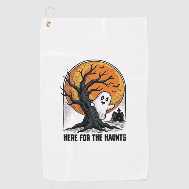Serviette De Golf Chemise de fantôme d'Halloween Design de lune hant (Devant)