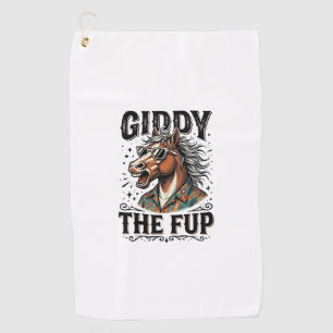 Serviette De Golf Chemise de gravure vintage de cheval de Fup drôle