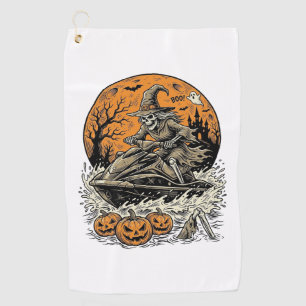 Serviette De Golf Chemise de jet ski Halloween sorcière squelette vi