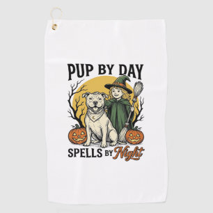 Serviette De Golf Chemise de sorcière de chien d'Halloween Gravure v