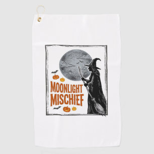 Serviette De Golf Chemise de sorcière vintage silhouette de lune d'H