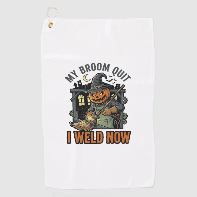 Serviette De Golf Chemise de Soudure Halloween Dessin de Balai de So (Devant)