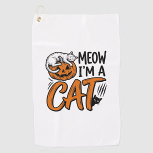 Serviette De Golf Chemise de typographie de citrouille de chat drôle