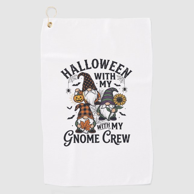 Serviette De Golf Chemise d'équipage de gnome Halloween Gravure Vint (Devant)