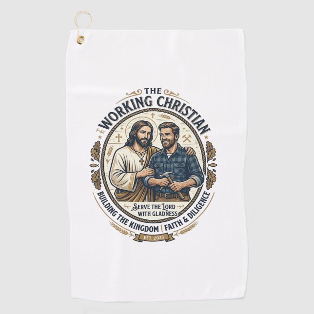 Serviette De Golf Chemise des métiers de la construction Jésus Graph (Devant)