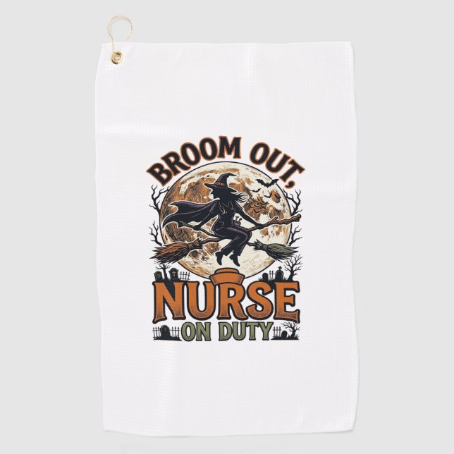 Serviette De Golf Chemise d'infirmière Halloween Dessin de balai de  (Devant)