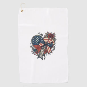 Serviette De Golf Chemise Fleurie à Nœud Papillon Cœur Patriotique V