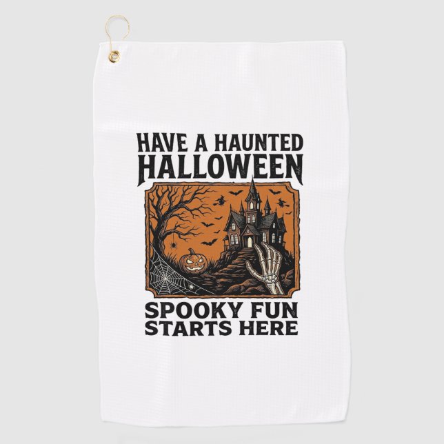Serviette De Golf Chemise Halloween ensorcelée Conception de fête vi (Devant)