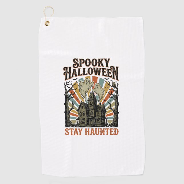 Serviette De Golf Chemise Halloween Maison Hantée avec Fantôme Vinta (Devant)