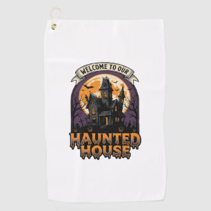 Serviette De Golf Chemise Maison Hantée Vintage Halloween Bienvenue 