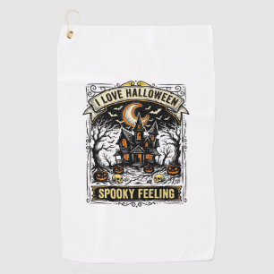 Serviette De Golf Chemise Sentiment Halloween Maison Hantée Vintage 