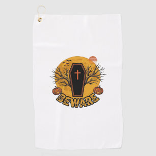 Serviette De Golf Chemise vintage Beware Halloween Coffin Pumpkin De