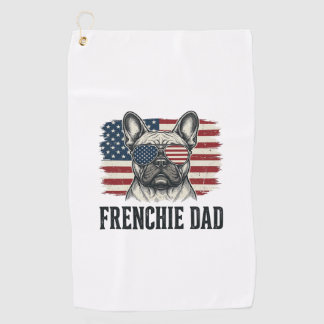Serviette De Golf Chemise Vintage Frenchie Dad Bulldog Patriotique_1