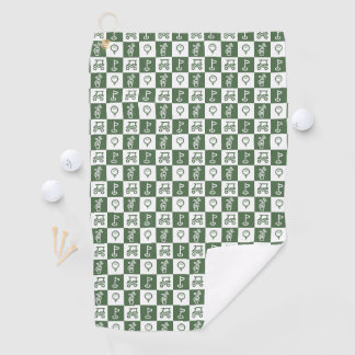 Serviette De Golf Chèque de golf vert foncé et blanc