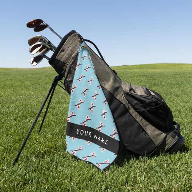 Serviette De Golf Cherry Blossom, Pink Sakura, Votre Nom (Vert)