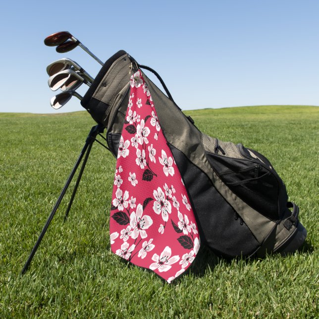 SERVIETTE DE GOLF CHERRY BLOSSOM - SAKURA (ROUGE) (Vert)