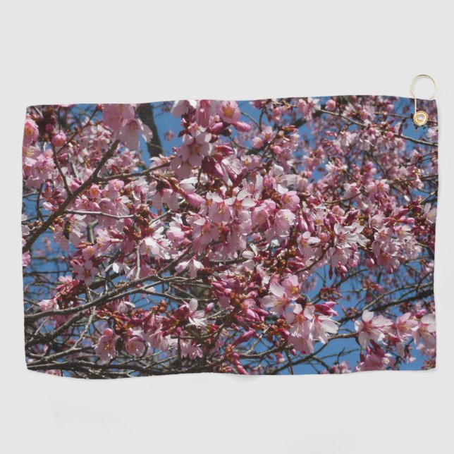 Serviette De Golf Cherry Blossoms et Blue Sky Spring Floral (Horizontal)